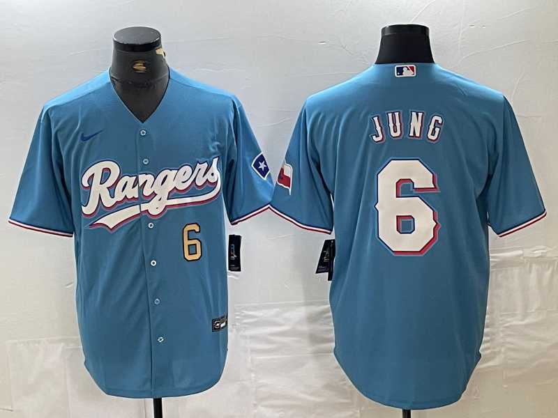 Men's Texas Rangers #6 Josh Jung Number Light Blue Team Logo Cool Base Jersey,We sell and wholesale Men's Texas Rangers #6 Josh Jung Number Light Blue Team Logo Cool Base Jersey on line form chian!